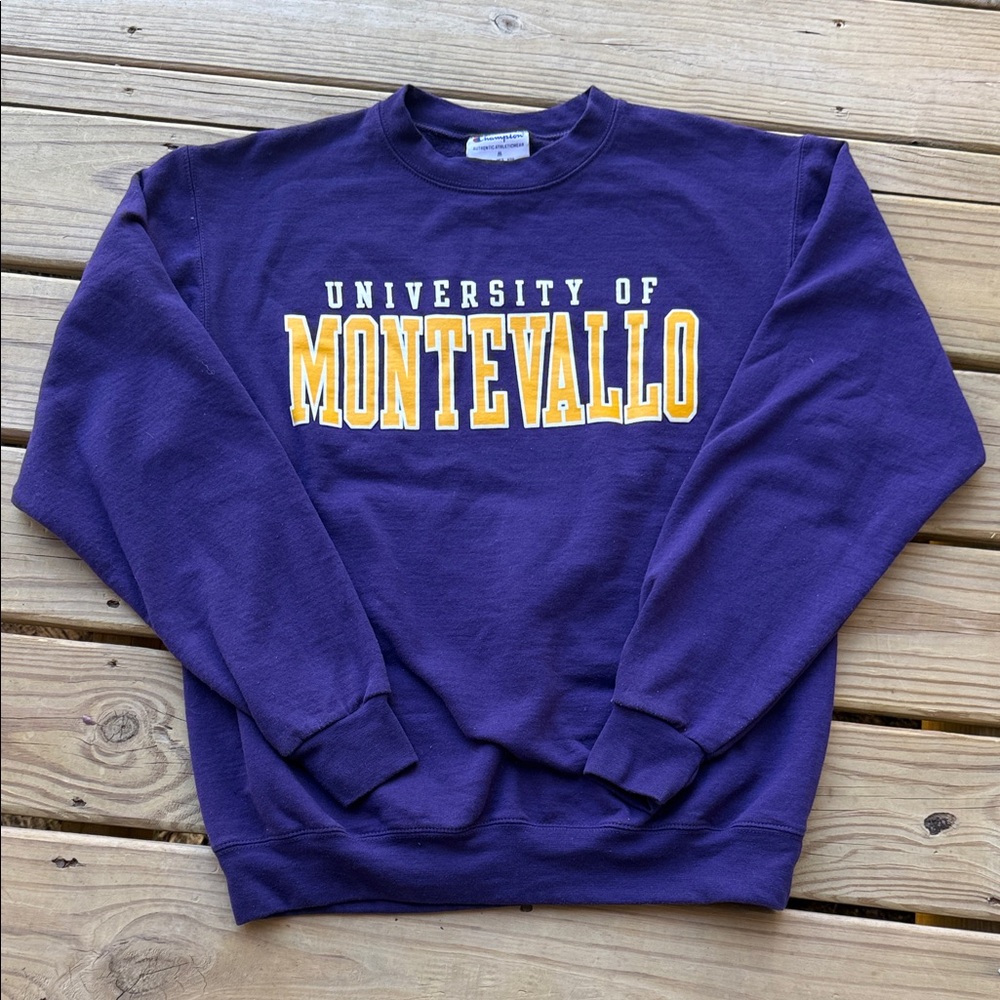 Vintage Champion Men’s Medium Purple Gold University of Montevallo Sweatshirt